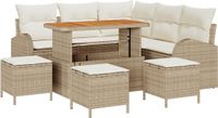 vidaXL Tuinbank Set met Kussen 9-delig Beige Polyrattan