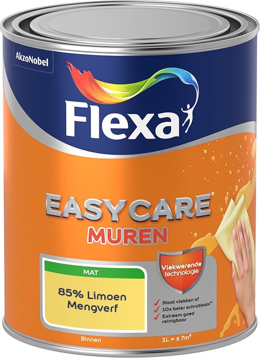 FLEXA Easycare Muurverf - Mat - Mengkleur - 85% Limoen - 1 liter