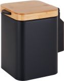 Relaxdays Cosmetica-afvalemmer voor wandmontage, 3 l, softclose, zwart/naturel