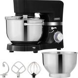 AREBOS Keukenmachine - 1500W - Keukenrobot - 5,5L&4,5L - Keukenmixer - Foodprocessor - Roestvrij Stalen Mengkom - 6 Snelheden - Zwart