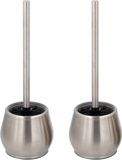 Merkloos / Sans marque RVS Toiletborstel Set van 2 met Houder - Rond Cilinder 37 cm