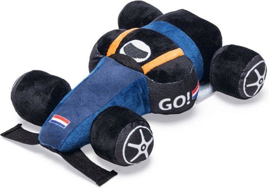 Beeztees Raceauto Go - Formule 1 - Hondenspeelgoed - Pluche - Soundchip - Blauw - 26x16x8 cm