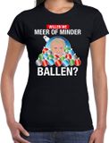 Shoppartners Bv T-shirt de Noël - Wilders - Meer of minder ballen - Vêtements de Noël ringard - Noir - pour femmes XXL