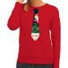 Bellatio Decorations Foute kersttrui - sweater - met stropdas kerst print - rood - voor dames XS