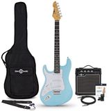 Gear4Music LA Select Elektrisch Gitaar (LH), Blue Metallic, 15W Versterker & Accessoireset