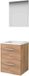 Basic-Line Basic 46 Badkamermeubelset - 50 x 46 cm - Met Grepen - 2 Lades - Acryl Wastafel - Zonder Kraangat - Spiegel - Whisky Oak