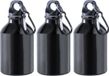 Makito Western Europe Bouteille d'eau - 3x - Noir - Aluminium - 330 ml - bouchon à vis - avec mousqueton - Gourde