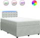 vidaXL Boxspring met matras fluweel lichtgrijs 120x200 cm