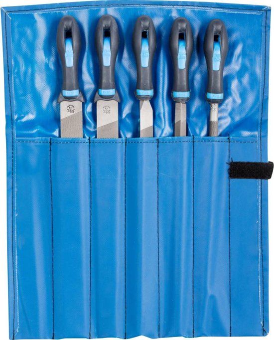 PFERD Werkplaatsvijlset in pvc-roltas, 5 vijlen, kruiskop H1, 300 mm, 11800551