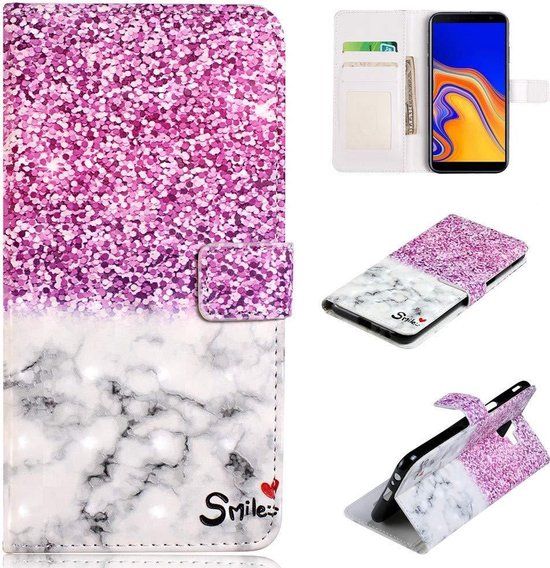 ZT Accessoires Bookcase for Motorola Moto G7 Power - Marble Smile - Wallet Case