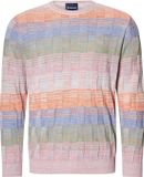 Babista Heren Trui - 52/54 - Roze - Katoen/Acryl - Ronde Hals - Lange Mouw - Gestreept - Loose Fit - Plus Size