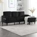 LVHOM canapé 3 places avec pouf, 196,5 cm. Canapé modulaire avec porte-gobelets et poches latérales. Canapé avec revêtement en chenille et espace de rangement. Ensemble de canapés, noir