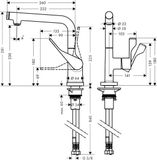 Hansgrohe AXOR Citterio Eéngreeps keukenmengkraan Select 230 met draaibare uitloop, geborsteld messing