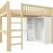 Lit mezzanine 140 x 200 cm avec bureau, armoire et 3 tiroirs, pin et MDF, naturel
