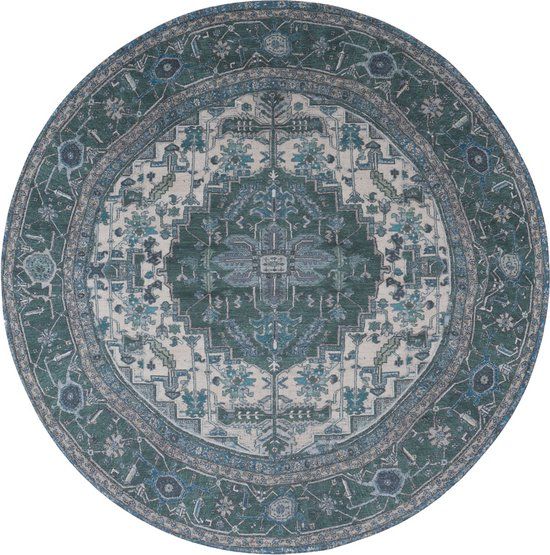 Veer Carpets Heris Green 10 Round Rug ø120 cm