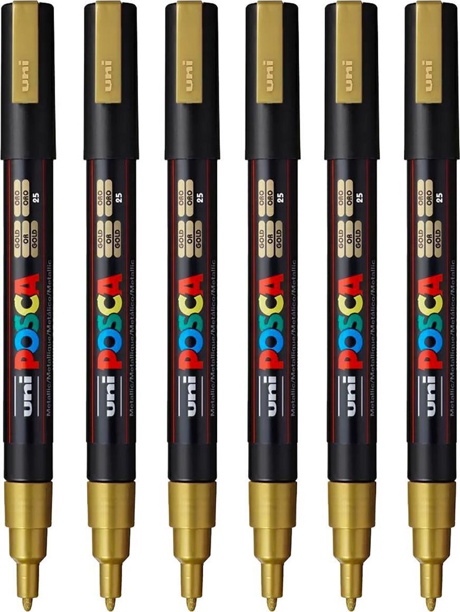 Posca Stiften PC-3M Fine Tip - verfstiften - Goud - 6 stuks