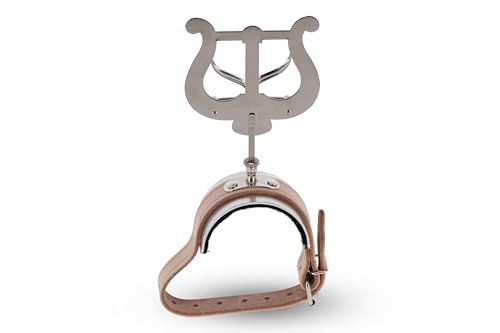 GEWA Marspartituurhouder Fluit - Vernikkeld - Grote Lyra - 2 drukknoppen - Lederen armband met aluminium plaat