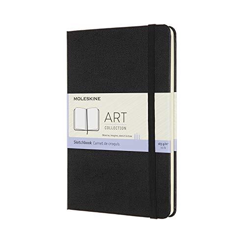 Moleskine Medium Size 11,5 X 18 cm Kunstschetsboek, Schetsboek voor Tekeningen, Papier Geschikt voor Potloden, Pastels, Vulpen en Markers, Hard Cover, Zwart, 88 Pagina's