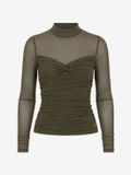 NIKKIE N-Brands Retail B.V. Dames top nikkie - 34 - Katoen - Lange mouw - NIGHT GREEN
