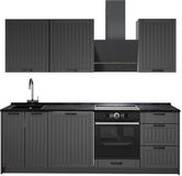 Vicco Complete keukeneenheid Fame-Line, Donkergrijs/Antraciet, 230 cm, WB Antraciet