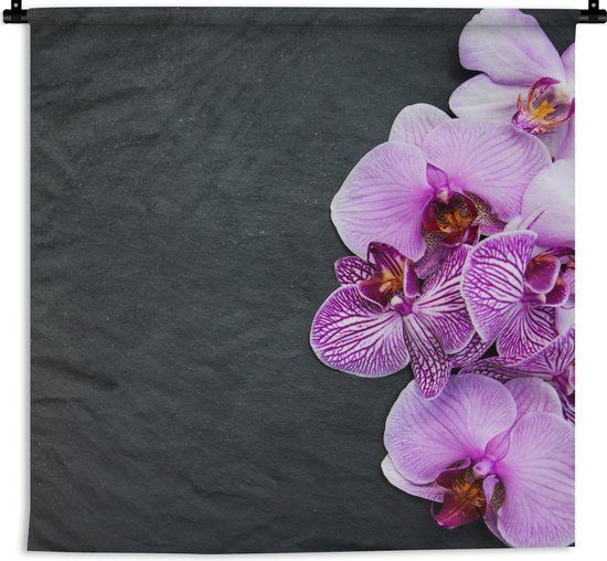 1001Tapestries Wandkleed - Orchidee - Roze - 90x90 cm - Katoen - Modern