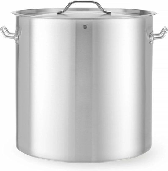 HENDI Grote kookpan met deksel – 71L – inductiegeschikt – koelblijvende handgrepen – matte afwerking