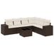 vidaXL 7-delige Loungeset met Kussens, Poly Rattan, Bruin