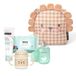 Suavinex, Babyrugzak, mand - babycadeau met Baby Cologne Memories 100 ml + reparatiezalf 50 ml + verpakking met 25 dermatologische doekjes + leerbeker, leeuw