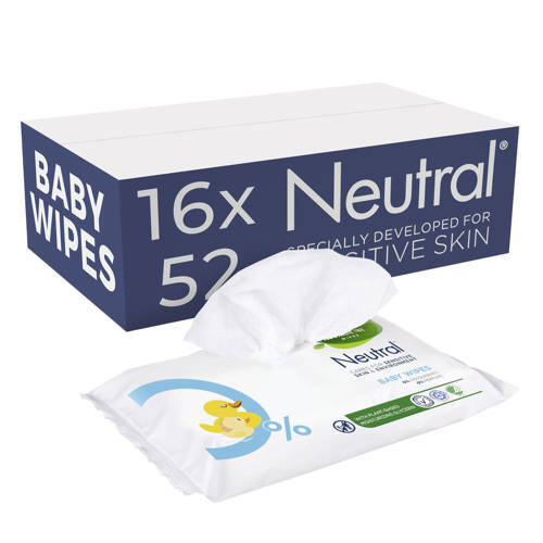 Neutral Neutral parfumvrije babydoekjes - 16 x 52 stuks - voordeelverpakking