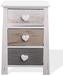 Rebecca Mobili Houten Nachtkastje - 3 Laden - Grijs Wit - 57,5 x 37 x 27 cm
