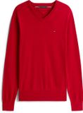Tommy Hilfiger Essential Katoen V-hals Trui Heren M Rood