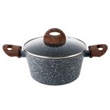 Plaque à induction Casserole avec couvercle en verre, revêtement antiadhésif, aluminium, 6,1 litres