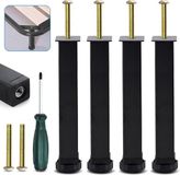 Merkloos / Sans marque Shenzhen Haorui Industrial Technology Co., Ltd. Metalen Meubelpoten 20-22 cm Verstelbare Hoogte - Set van 4 - Zwarte Stalen Meubelpoten voor Bank Bed Nachtkastje - Doe-het-Zelfmeubels met Schroeven