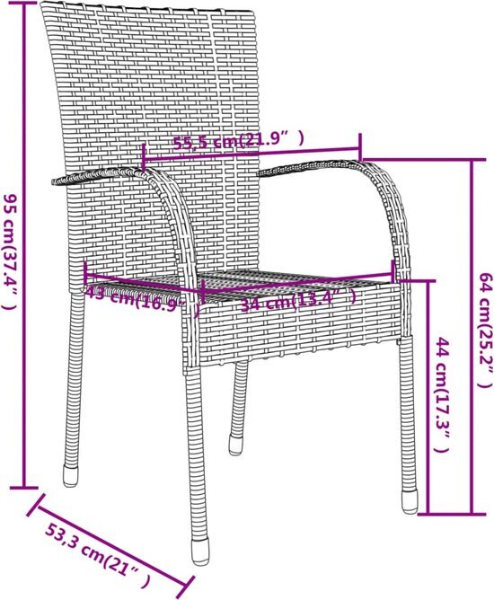 vidaXL 3-delige Tuinset poly rattan zwart