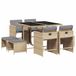 vidaXL 9-delige tuinset met kussens, polyrattan, gemengd beige