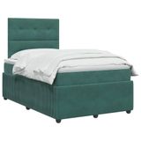 vidaXL LED boxspringbed met matras, donkergroen, 120 x 190 cm, fluweel