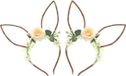 CHAKS Diadeem paashaas/bunny oren - 2x - met bloemen - wit - one size