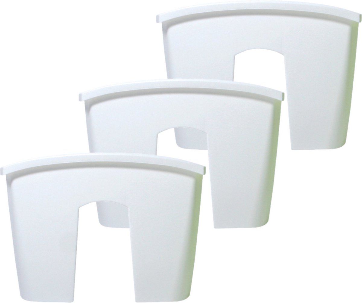 Prosperplast 3x stuks balkon railing opzet plantenbakken/bloembakken kunststof 39 x 28 x 20 cm parel wit kleur voor buiten