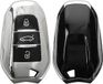 kwmobile hoesje autosleutel geschikt voor Peugeot Citroën 3-knops Smartkey (Keyless Go) hoes - TPU autosleutel behuizing - Beschermende auto sleutel case - Sleuteletui in hoogglans zilver