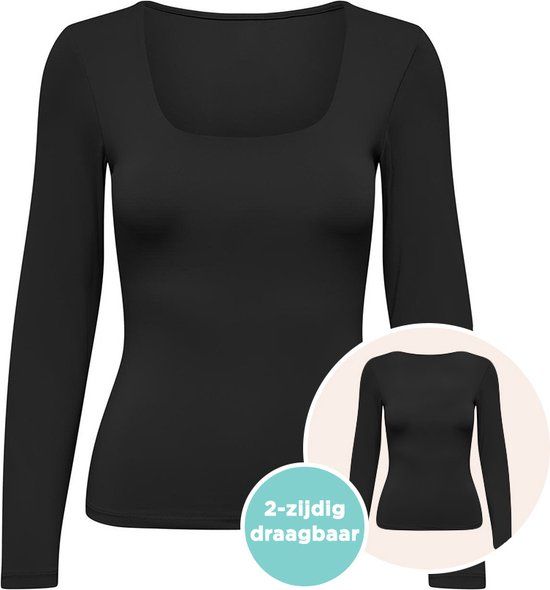 ONLY ONLEA L/S 2-WAY DEEP NECK TOP JRS N - Zwart - S