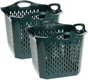 Storage Solutions Opbergmand - 2x - kunststof - 40 x 40 x 32 cm - groen - met handvaten