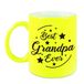 Bellatio Decorations Best Grandpa Ever cadeau mok / beker - neon geel - 330 ml - verjaardag / bedankje - mok voor opa