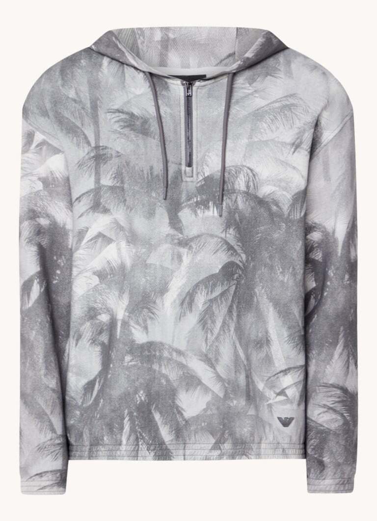 Emporio Armani Emporio Armani Hoodie met halve rits en bladprint