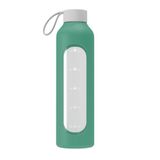 Wessper Glazen Motivatie Drinkfles 1l met Siliconen Hoes - Groen