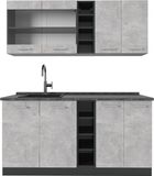 Vicco R-Line Eenpersoonskeuken – 160 cm, WB Antraciet Beton/antraciet