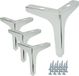 Anker Set van 4 meubelpoten "Anker" - Hoogwaardige, chroomkleurige metalen poten, hoogte 15 cm, voor een stijlvolle meubelafwerking
