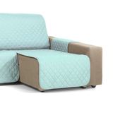 Martina Home Chaise longue, gewatteerd, barnsteen, 240 cm, marineblauw