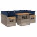 vidaXL 7-delige Loungeset met Kussens, Poly Rattan, Grijs
