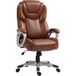 Fauteuil de bureau à bascule, roulettes pivotantes à 360°, 66 x 75,5 x 115,5–124,5 cm, marron