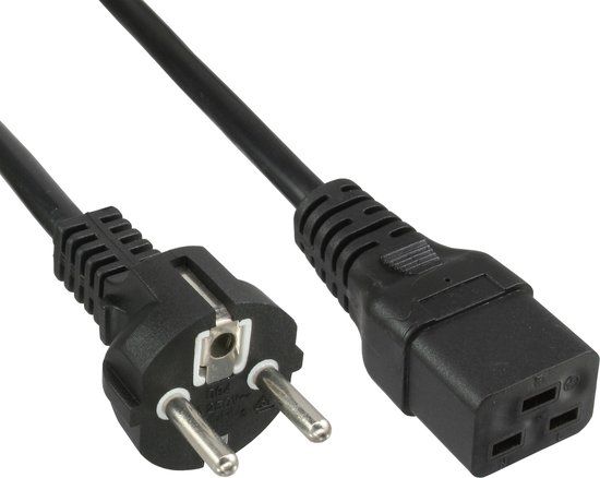 InLine S-Impuls Stroomkabel met C19 plug - 3 meter - zwart